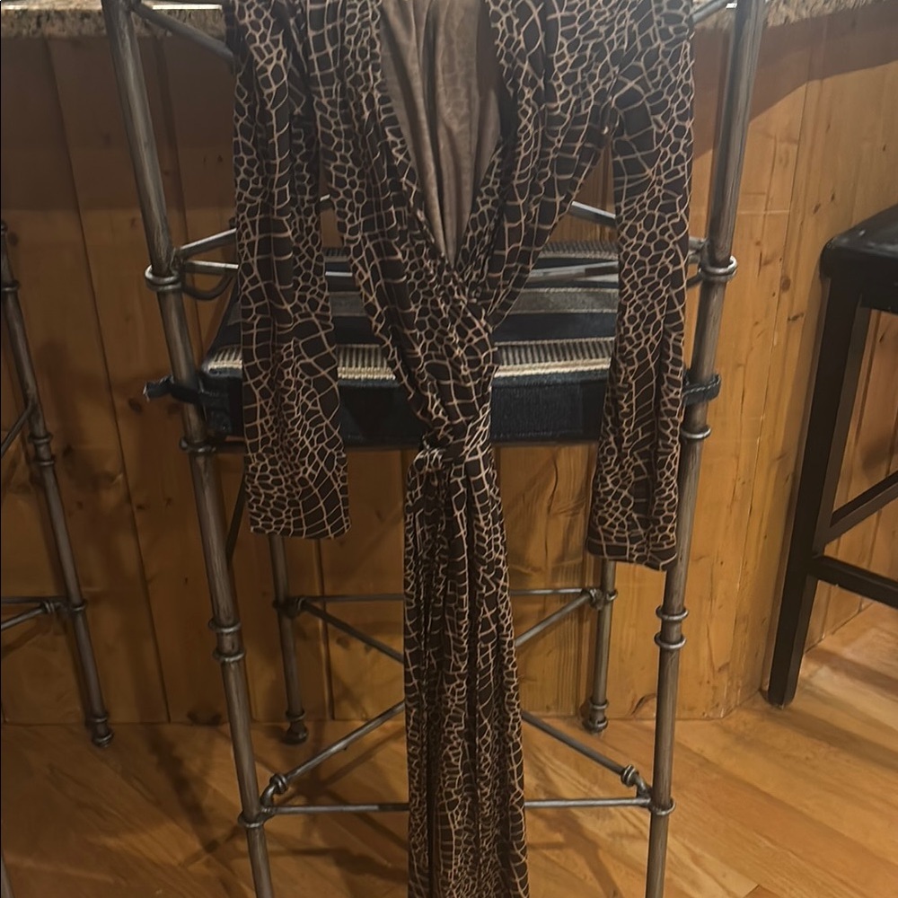 Etcetera Brown Animal Print Wrap Dress
